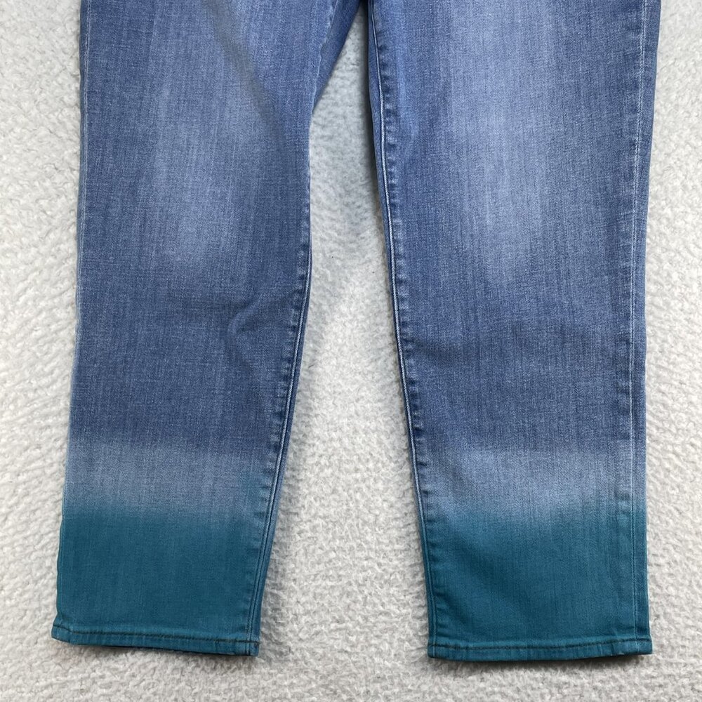 Chicos So Slimming US Size 8 Girlfriend Slim Leg Crop Blue Tie Dye Jeans 29x22 - Picture 3 of 12